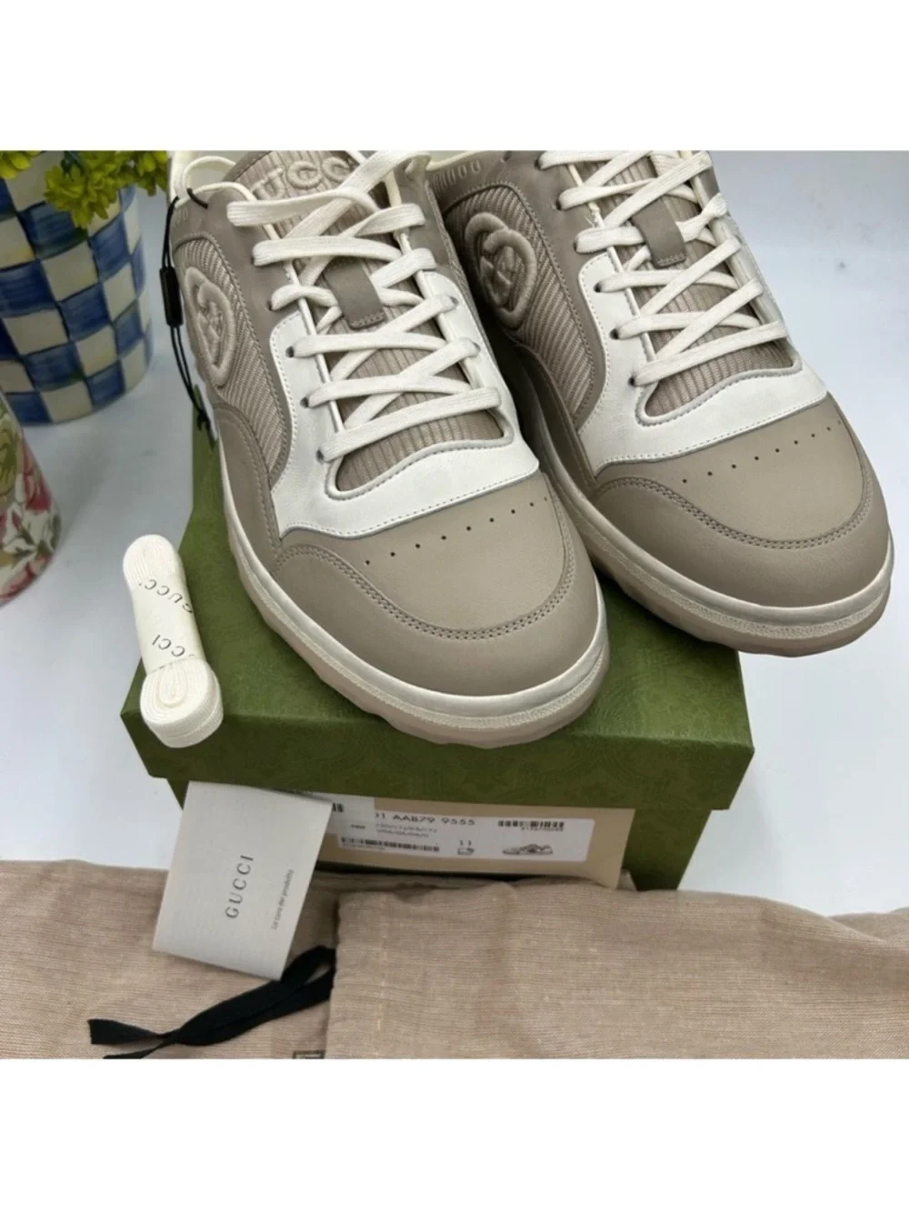Men’s Gucci MAC 80 low top leather sneakers size 11 fits 11.5 US made in Italy
